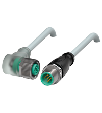 Pepperl+Fuchs V15-W-E8-7,5M-PUR-V15-G Cordset M12 socket angled A-coded LED 5-pin to M12 plug straight A-coded 5-pin, PUR cable grey