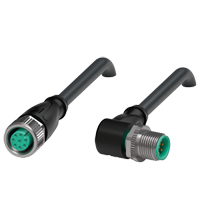 Pepperl+Fuchs V19-G-BK5M-PUR-U-V19-W Cordset M12 socket straight to M12 plug angled A-coded, 8-pin, PUR cable black, UL approved