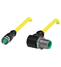 Pepperl+Fuchs V3-GM-YE0,5M-PVC-U-V11-W Cordset M8 socket straight to M12 plug angled A-coded, 3-pin, PVC cable yellow, UL approved