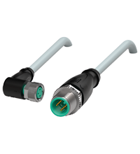 Pepperl+Fuchs V3-WM-0,3M-PUR-V11-G Cordset M8 socket angled to M12 plug straight A-coded, 3-pin, PUR cable grey