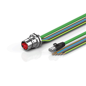 Beckhoff ZK7714-CA00-Axxx B23, ENP cable, PUR, 5 G 40 mm² + (1 x 4 x AWG22), drag chain suitable, key 2 (400 V AC)