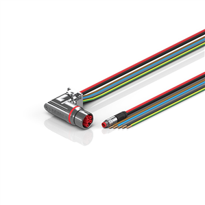 Beckhoff ZK7314-CI00-0xxx B23, ECP cable, PUR, 5 G 40 mm² + (1 x 4 x AWG22), drag chain suitable, key 1 (2 x 24 V DC + PE)