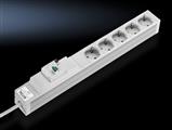 Rittal DK 7240.280 DK Socket strip, CEE 7/3 (type F), 5-way, 250 V, 16 A, LHD: 482,6x44x44 mm, With FI switch