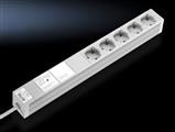 Rittal DK 7240.230 DK Socket strip, with overvoltage protection, earthing-pin (type F, CEE 7/3), 5-way, 250 V, 16 A, LxHxD: 4826x44x44 mm, connection cable with wire end ferrules, length: 2 m