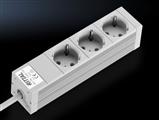 Rittal DK 7240.110 DK Socket strip, CEE 7/3 (type F), 3-way, 250 V, 16 A, LHD: 262,6x44x44 mm, Without switch