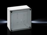 Rittal PK 9517.100 PK Polycarbonate enclosure, WHD: 182x180x90 mm, fibreglass-reinforced polycarbonate, without knockouts, with transparent cover