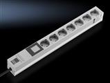 Rittal DK 7240.301 DK Socket strip, CEE 7/3 (type F), 7-way, 230 V (AC), 16 A, LHD: 482,6x45x50 mm, with display