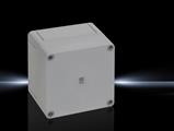 Rittal PK 9507.000 PK Polycarbonate enclosure, WHD: 110x110x90 mm, fibreglass-reinforced polycarbonate, without knockouts, with grey cover