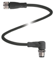 Pepperl+Fuchs V1-G-BK0,75M-PVC-U-V1-W-Y30643 Cordset, M12 socket to M12 socket, PVC cable, 4-pin