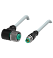 Pepperl+Fuchs V1-W-6M-PUR-V31-GM Cordset M8 socket angled to M12 plug straight A-coded, 4-pin, PUR cable grey