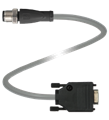 Pepperl+Fuchs V1S-G-0,15M-PUR-ABG-SUBD Adapter cable M12 plug straight A-coded 4-pin to Sub-D-plug straight 9-pin, PUR cable grey, shielded