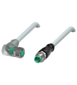 Pepperl+Fuchs V3-WM-E2-2M-PUR-V3-GM Cordset M8 socket angled A-coded LED 3-pin to M8 plug straight A-coded 3-pin, PUR cable grey