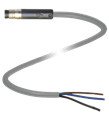 Pepperl+Fuchs V3S-GR-2M-PVC Male cordset single-ended M8 snap-lock straight A-coded, 3-pin, PVC cable grey