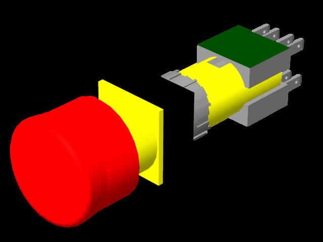 Euchner NOT-HALT TASTE 16MM 2 OE/ZUG Emergency stop device for installation in housing ZSM/HBA/HBM Turkiye