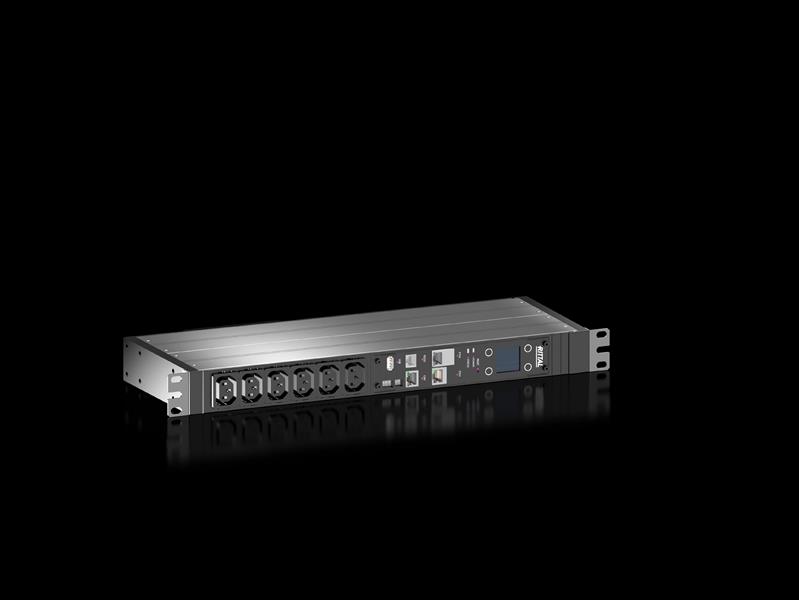 Rittal DK 7979.202 DK PDU ölçümlü, kompakt basic güç dağıtımı, çıkış başına enerji ölçümü dahil, network ara yüzlü ve ekranlı ile GYD: 450x44x144 mm, IEC 60320: 6 x C13 Turkiye