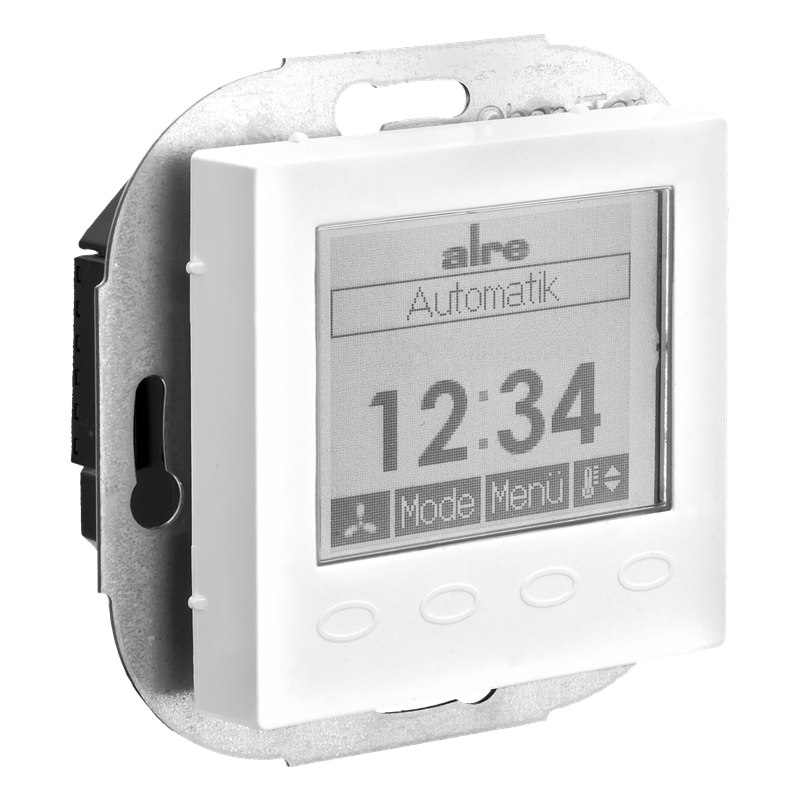 Alre KTRRUu257.456#59/V2 Room thermostat with timer, heating/cooling, flush-mounted, 24V AC/V DC, cover 55x55mm, traffic/studio white, gloss Turkiye