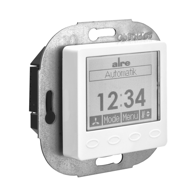 Alre KTRRUu217.456#27/V2 Room thermostat with timer, heating/cooling, flush-mounted, 230V AC, cover 50x50mm, traffic/studio white, gloss Turkiye
