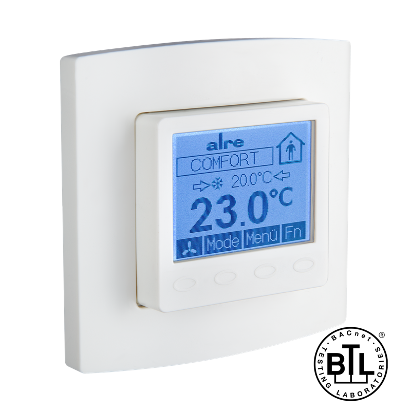 Alre KTRBUu217.456#21 BACnet room controller flush-mounted, 230V AC, alre frame, cover 50x50mm, pure white, gloss Turkiye