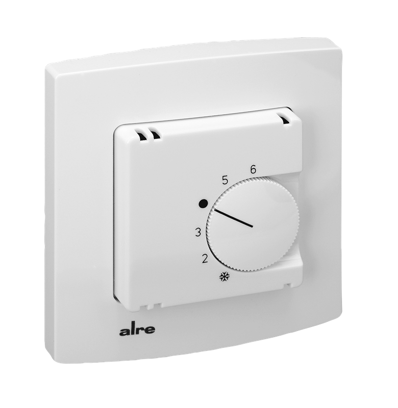 Alre RTBSU-401.000#21 Room thermostat, flush-mounted, 230V AC, NC contact, alre frame, cover 50x50mm, pure white, gloss Turkiye