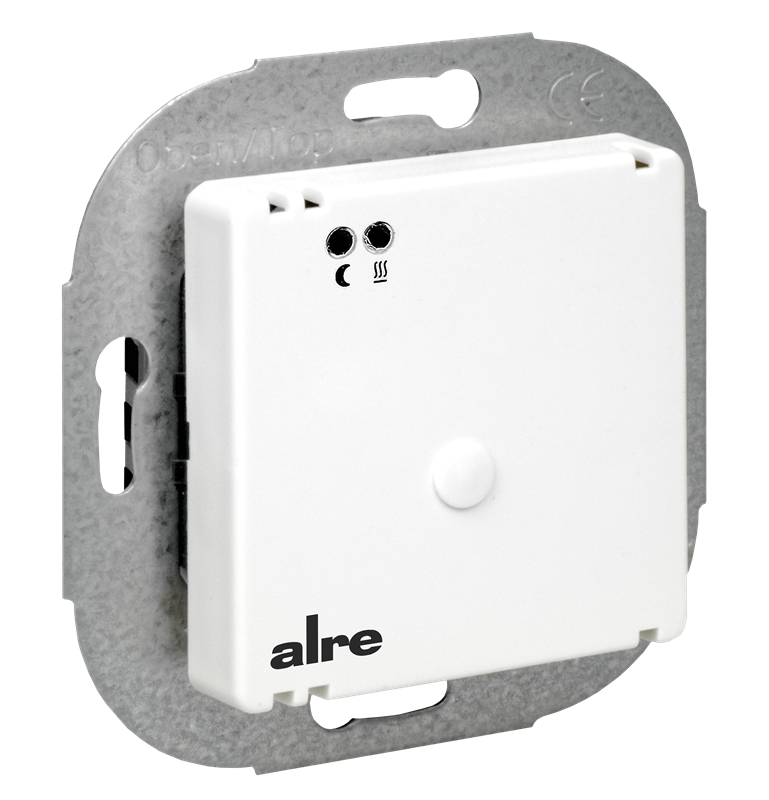 Alre FETR 101.700#07 Underfloor temperature controller with remote sensor, flush-mounted, 10-60…°C, cover 50x50mm, pure white, gloss, internal setting Turkiye