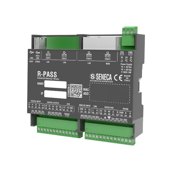 Seneca R-PASS-0-2-0 (-W-2-0)
        (HW rev. A0) IIoT Edge Gateway with built-in I/Os, datalogger, remote control functions, and VPN Turkiye