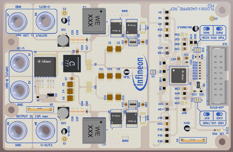 Infineon TLD5501-2ADBPRE_REF Dual channel voltage pre-regulator for Adaptive Drive Beam (ADB) Turkiye