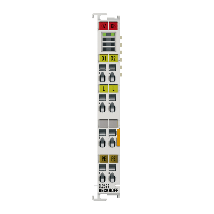 Beckhoff EL2622 EtherCAT Terminal, 2-channel relay output, 230 V AC, 30 V DC, 5 A, without power contacts Turkiye