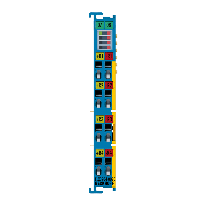 Beckhoff ELX3204-0090 EtherCAT Terminal, 4-channel analog input, temperature, RTD (Pt100), 16 bit, Ex i, TwinSAFE SC Turkiye