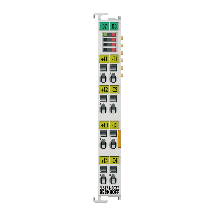 Beckhoff EL3174-0032 EtherCAT Terminal, 4-channel analog input, multi-function, ±3 V, ±20 mA, 16 bit, differential Turkiye