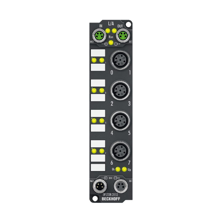 Beckhoff EP2338-2002 EtherCAT Box, 8-channel digital combi, 24 V DC, 10 µs, 05 A, M12 Turkiye