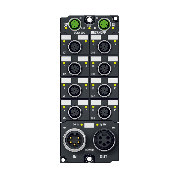 Beckhoff EP2839-0042 EtherCAT Box, 16-channel digital output, 24 V DC, 05 A, M12, with diagnostics Turkiye