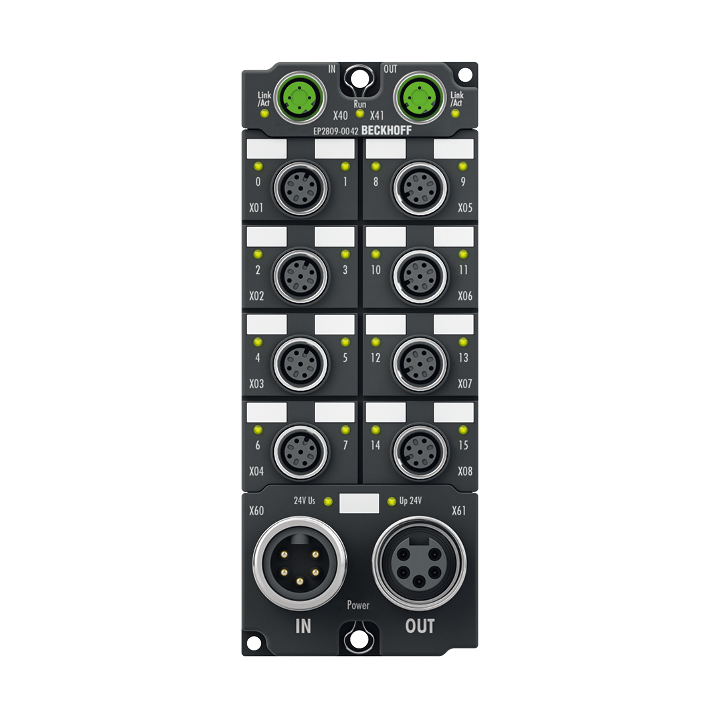Beckhoff EP2809-0042 EtherCAT Box, 16-channel digital output, 24 V DC, 05 A, M12 Turkiye