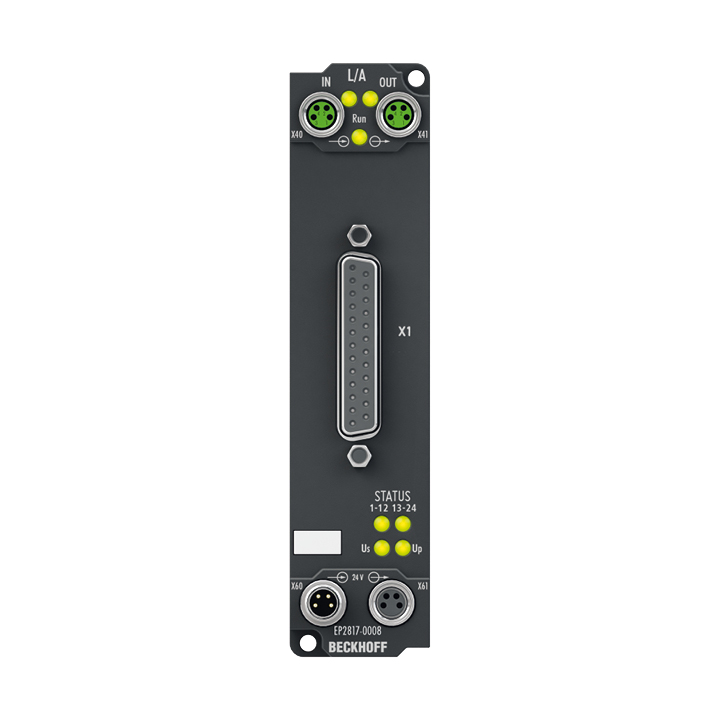 Beckhoff EP2817-0008 EtherCAT Box, 24-channel digital output, 24 V DC, 05 A, D-sub Turkiye