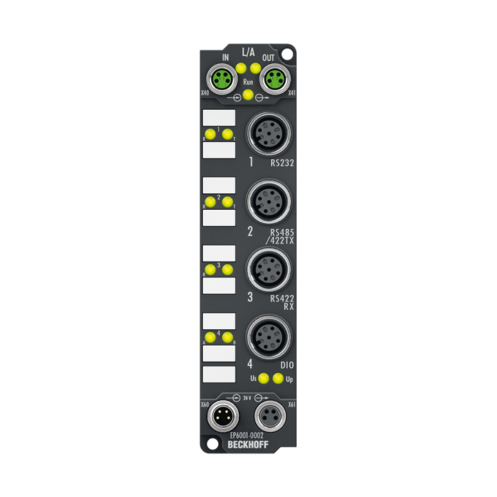 Beckhoff EP6001-0002 EtherCAT Box, 1-channel communication interface, serial, RS232/RS422/RS485, M12 Turkiye