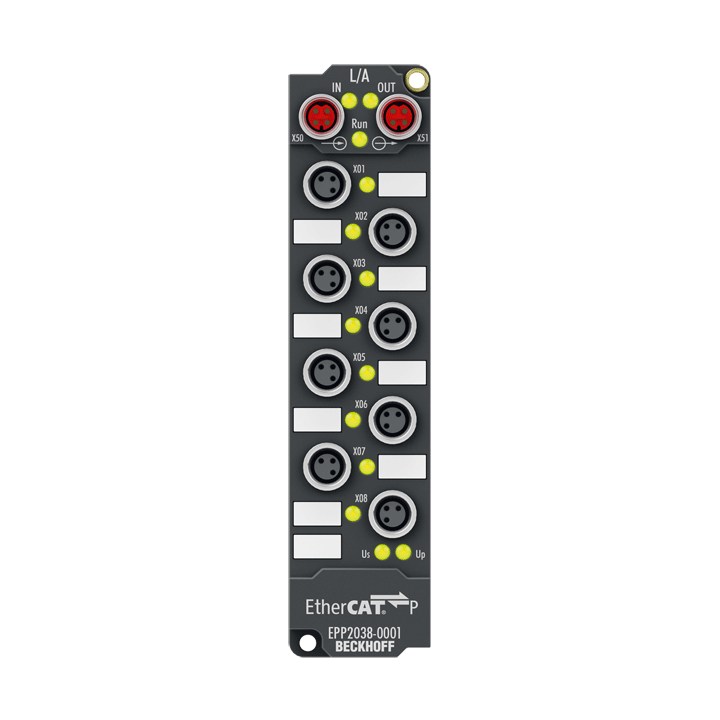 Beckhoff EPP2038-0001 EtherCAT P Box, 8-channel digital output, 24 V DC, 2 A, M8, with diagnostics Turkiye