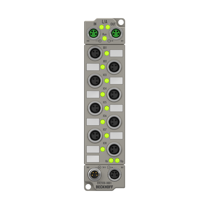 Beckhoff ER2338-0001 EtherCAT Box, 8-channel digital combi, 24 V DC, 10 µs, 05 A, M8, zinc die-cast Turkiye