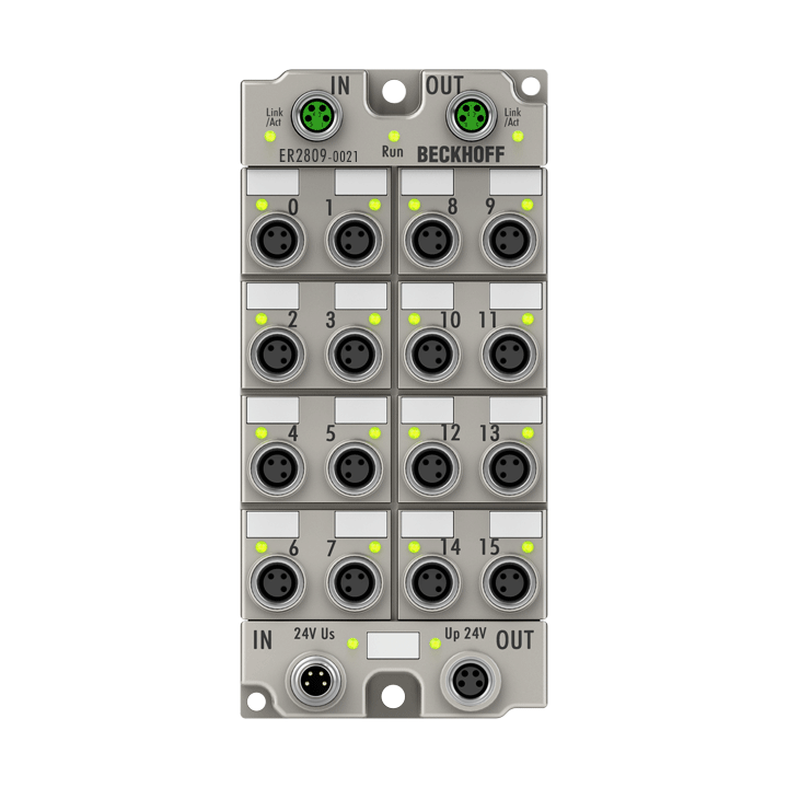Beckhoff ER2809-0021 EtherCAT Box, 16-channel digital output, 24 V DC, 05 A, M8, zinc die-cast Turkiye