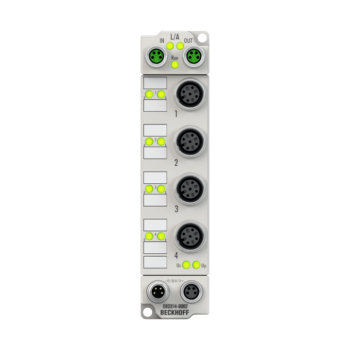 Beckhoff ER3314-0002 EtherCAT Box, 4-channel analog input, temperature, thermocouple, 16 bit, M12, zinc die-cast Turkiye