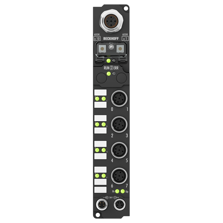 Beckhoff IP2332-Bxxx Fieldbus Box, 4-channel digital input + 4-channel digital output, 24 V DC, 02 ms, 2 A, M12 Turkiye