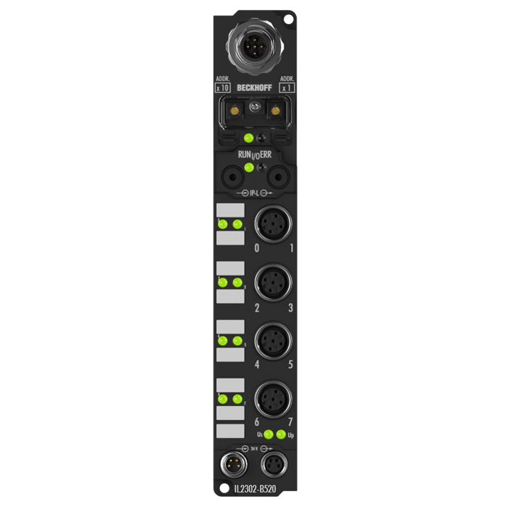 Beckhoff IL2302-B520 Coupler Box, 4-channel digital input + 4-channel digital output, DeviceNet, 24 V DC, 3 ms, 05 A, M12 Turkiye