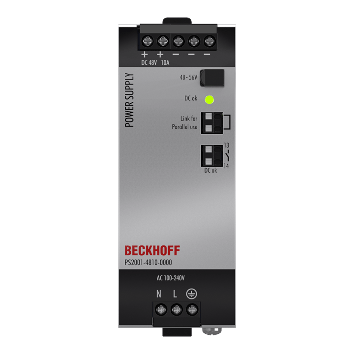 Beckhoff PS2001-4810-0000 Power supply PS2000; output: 48 V DC, 10 A; input: AC 100…240 V/DC 110…150 V, 1-phase Turkiye