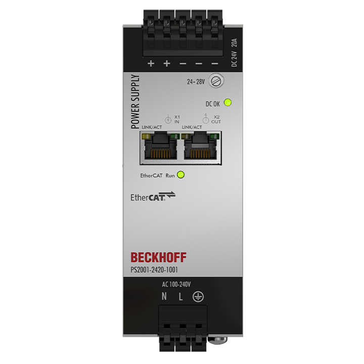 Beckhoff PS2001-2420-1001 Power supply PS2000; with EtherCAT, output: 24 V DC, 20 A; input: AC 100…240 V/DC 110…150 V, 1-phase Turkiye