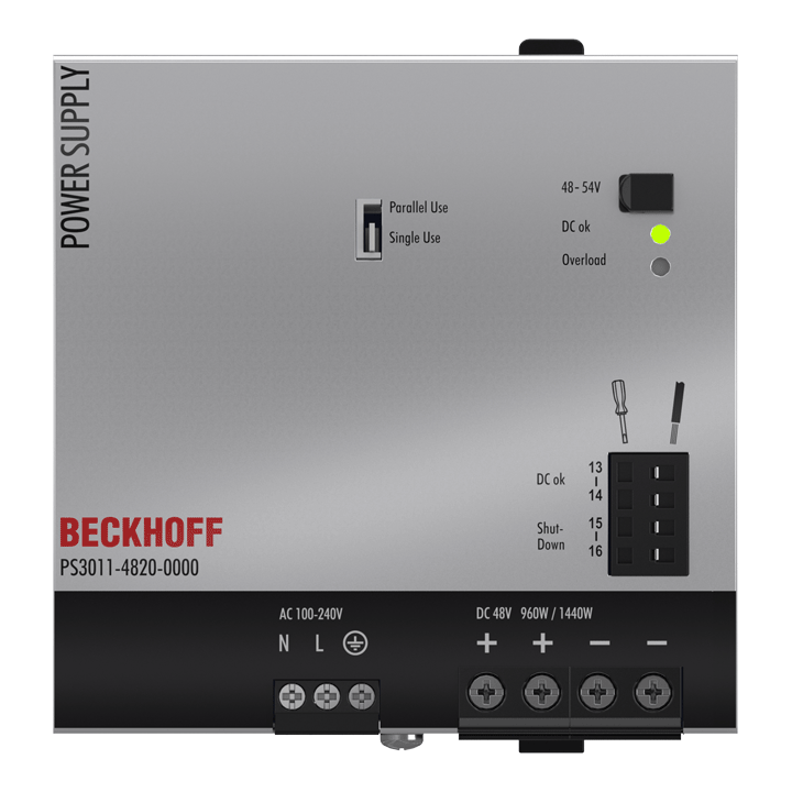 Beckhoff PS3011-4820-0000 Power supply PS3000; output: 48 V DC, 20 A; input: AC 100…240 V, 1-phase Turkiye