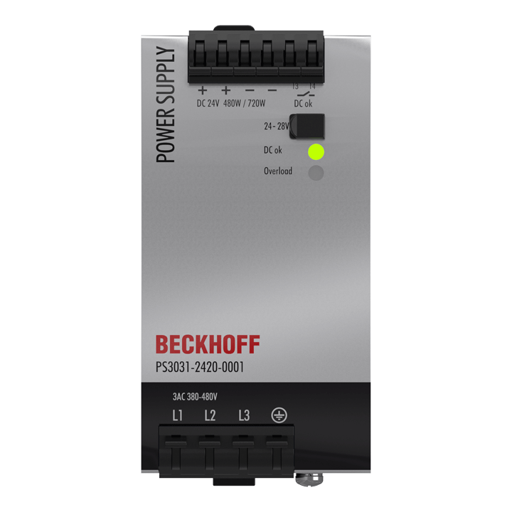 Beckhoff PS3031-2420-0001 Power supply PS3000; output: 24 V DC, 20 A; input: 3 AC 380…480 V, 3-phase Turkiye