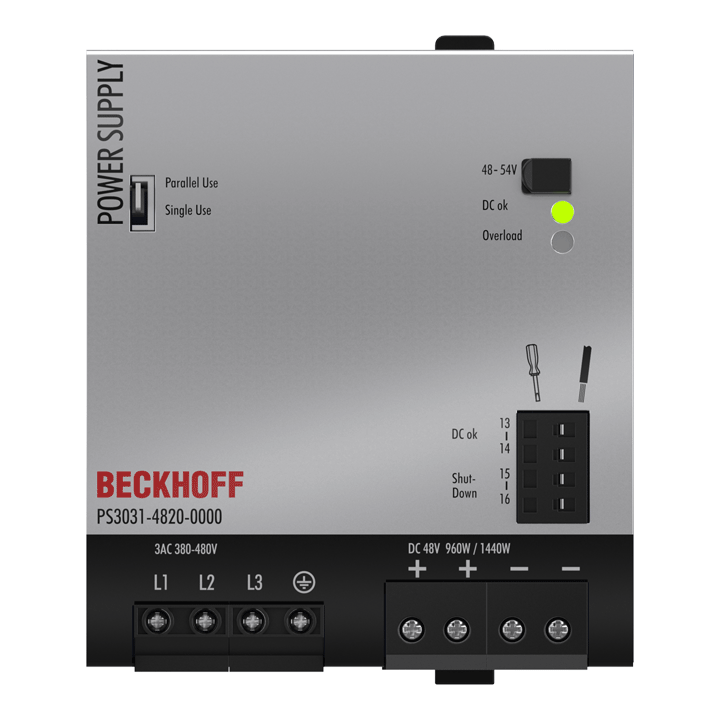 Beckhoff PS3031-4820-0000 Power supply PS3000; output: 48 V DC, 20 A; input: 3 AC 380…480 V, 3-phase Turkiye