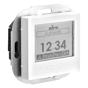 Alre KTRRUu217.456#59/V2 Room thermostat with timer, heating/cooling, flush-mounted, 230V AC, cover 55x55mm, traffic/studio white, gloss