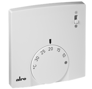Alre RTBSB-201.065 Room thermostat, surface-mounted super flat, 5…30…°C, 230V AC, 2(1)A, two-way contact, heating/cooling switch