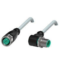 Pepperl+Fuchs V1-G-10M-PVC-V1-W Cordset M12 socket straight to M12 plug angled A-coded, 4-pin, PVC cable grey