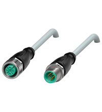 Pepperl+Fuchs V1-G-30M-PUR-ABG-V1-G Cordset M12 socket straight to M12 plug straight A-coded, 4-pin, PUR cable grey, shielded