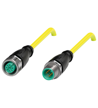 Pepperl+Fuchs V1-G-YE2M-PVC-U-V1-G Cordset M12 socket straight to M12 plug straight A-coded, 4-pin, PVC cable yellow, UL approved